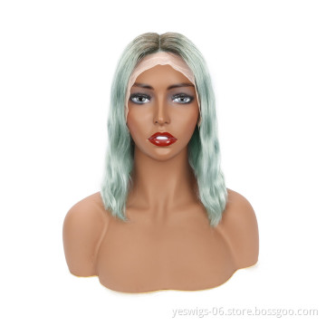 Yeswigs Brazilian Body Wave HD Lace Front Bob Wig 1b/613 Blonde Pink Gray Hot Pink Neon Purple Hair Ombre Color Short 8 Inch Bob